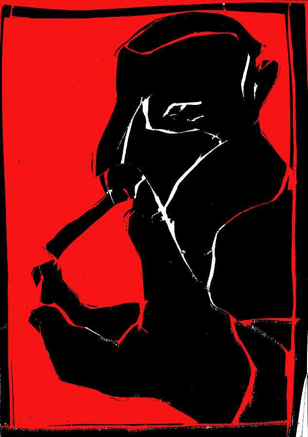 Black and Red series - Smoker smoking at hand Digital Art by Edgeworth Johnstone