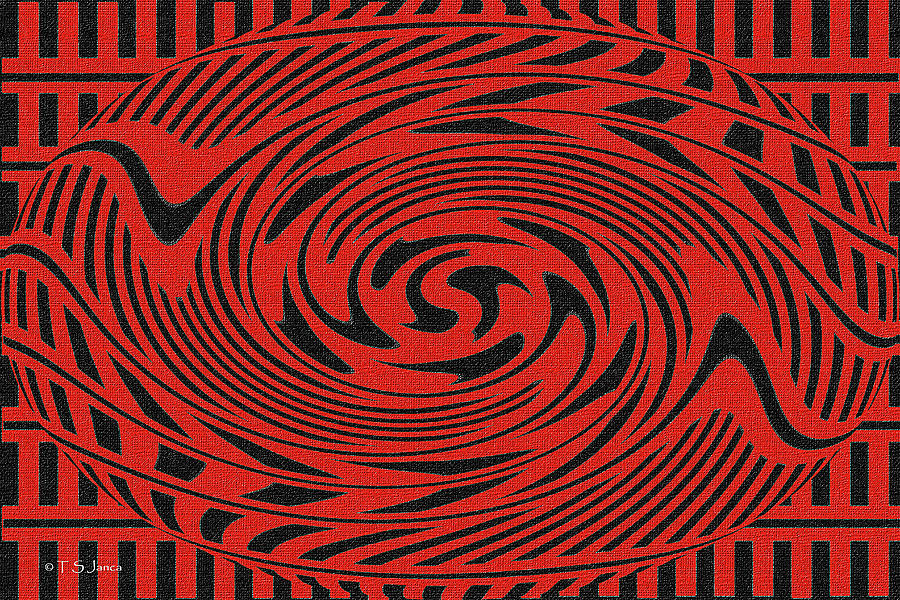 Black And Red Twirl Abstract Digital Art by Tom Janca