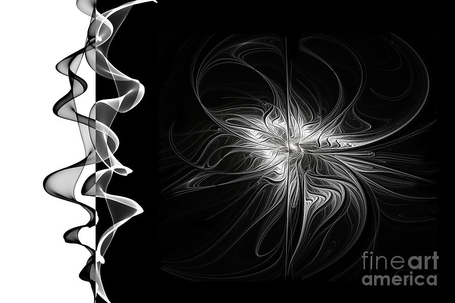 Abstract Digital Art - Black and White - 2 - Negative by Ann Garrett