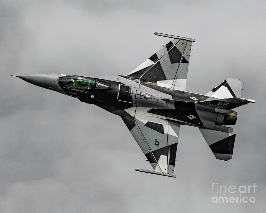 Anchorage Photograph - Black And White 18th Aggressor Sqn Viper Topside Against The Grey by Joe Kunzler