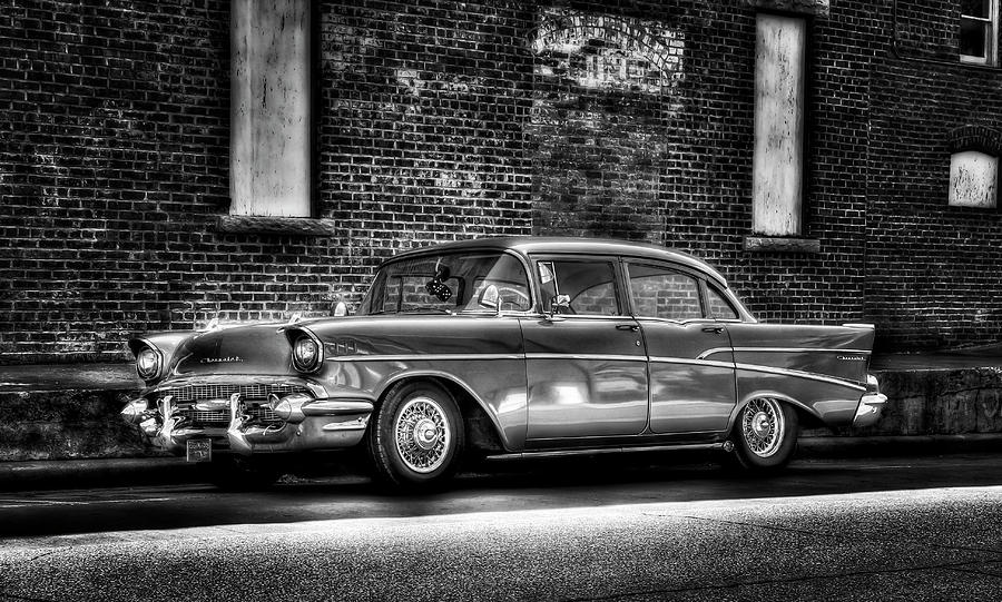 1957 Photograph - Black and White 57 Chevy by Tony Colvin.