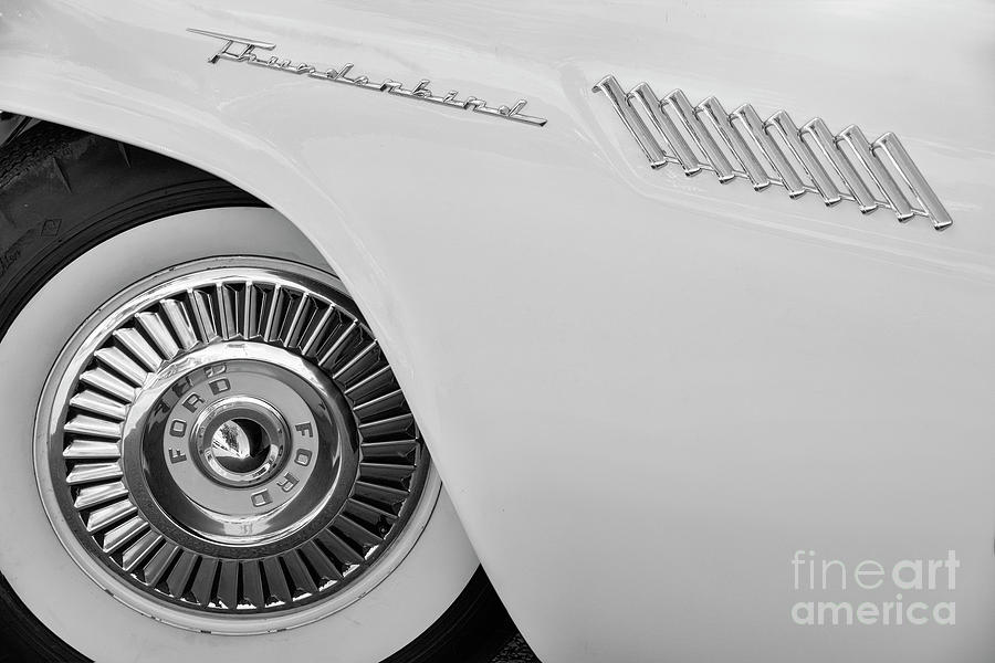 Black and White 57 T-Bird Photograph by Dennis Hedberg