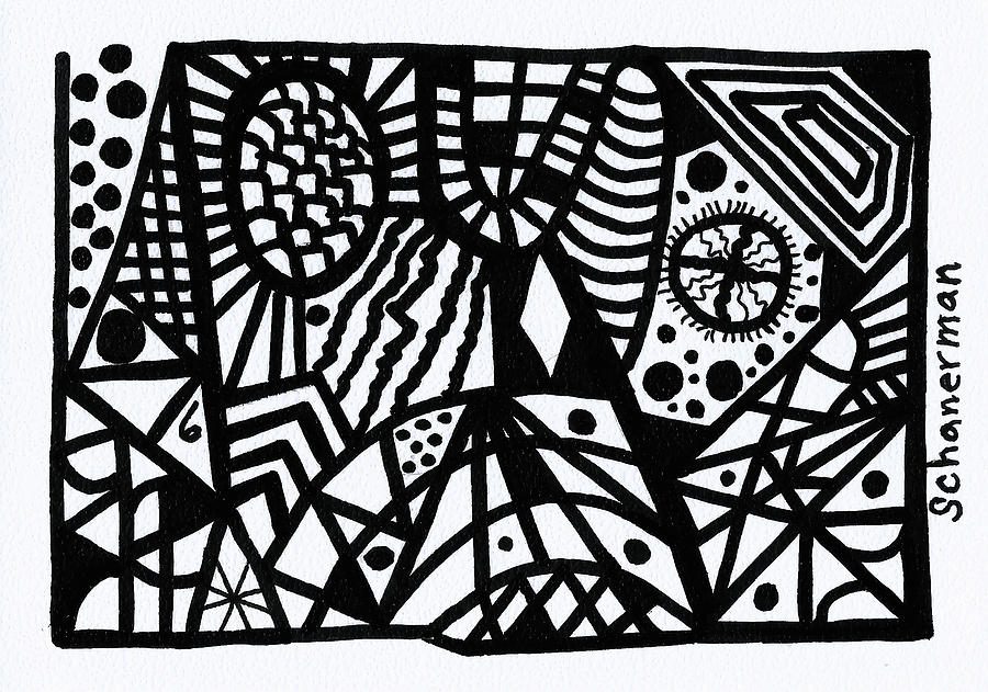 Artsy Drawing - Black and White 6 by Susan Schanerman