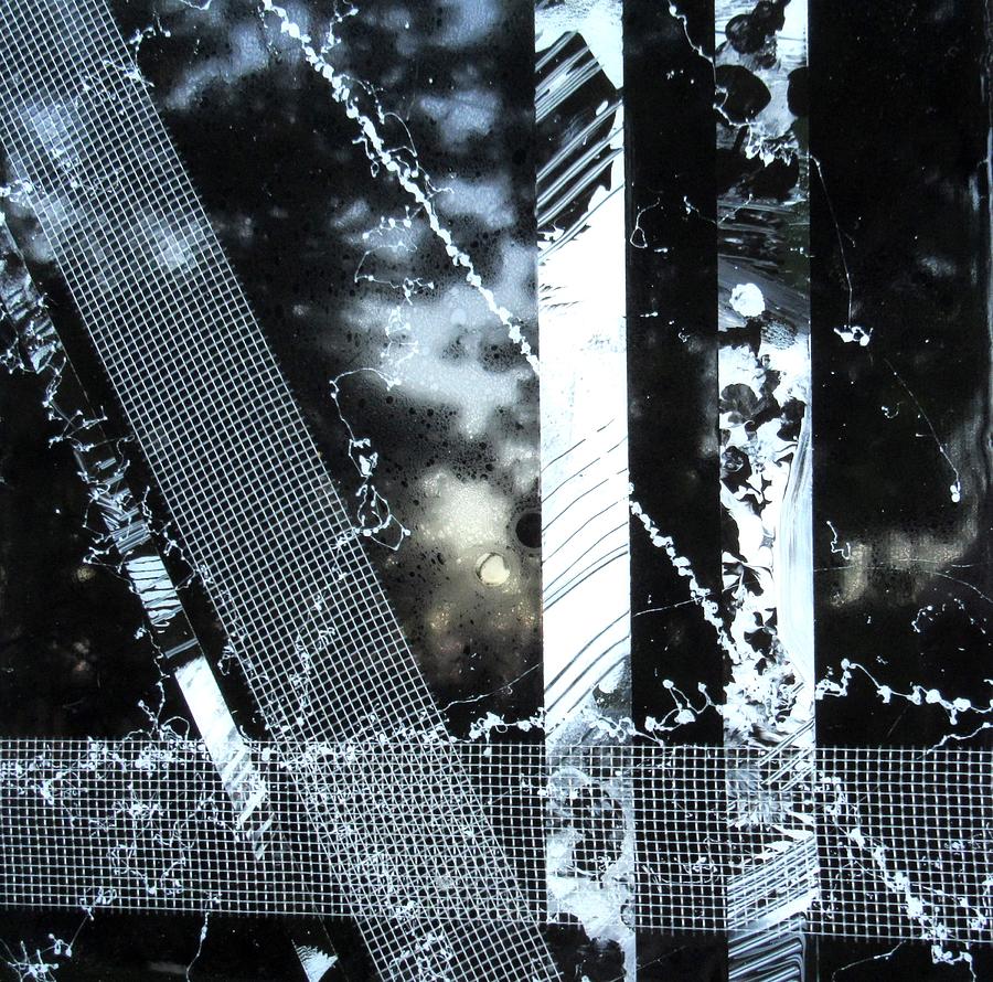 Abstract Painting - Black and White Abstract by Louise Adams