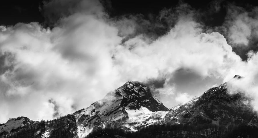 Black and White Alpine Mountains and Clouds Photograph by John Williams