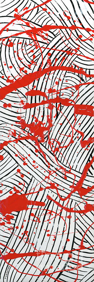 Black and White and Red All Over 1 Painting by Diane Thornton