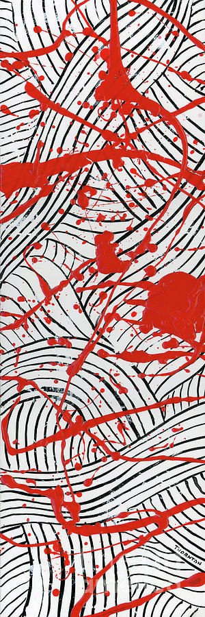 Black and White and Red All Over 3 Painting by Diane Thornton