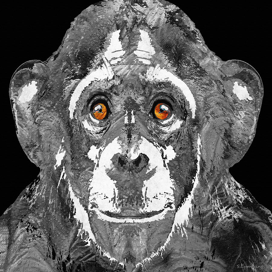 Black And White Art - Monkey Business 2 - By Sharon Cummings Painting by Sharon Cummings