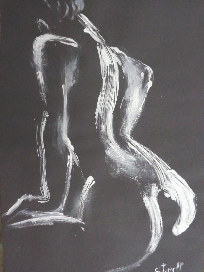 Black And White Back 3 - Female Nude Painting by Carmen Tyrrell