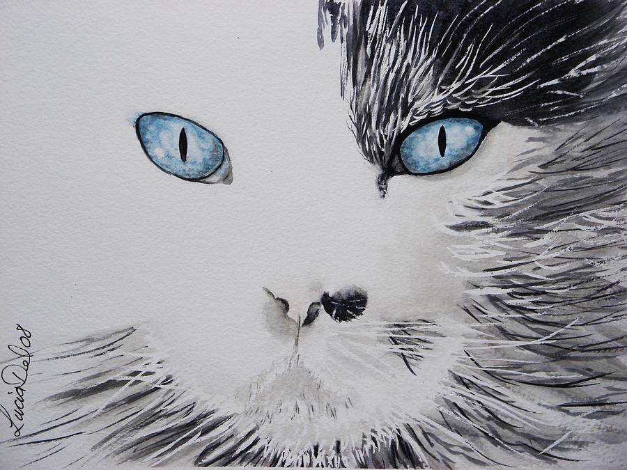 Cat Painting - Black And White Beauty by Lucia Del