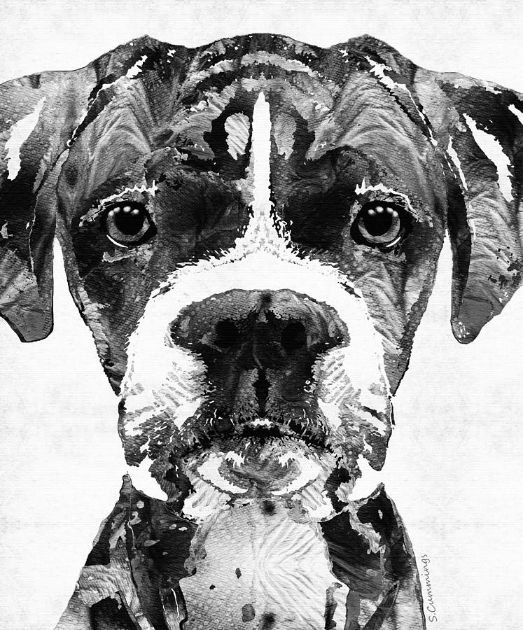 Black and shop white dog canvas