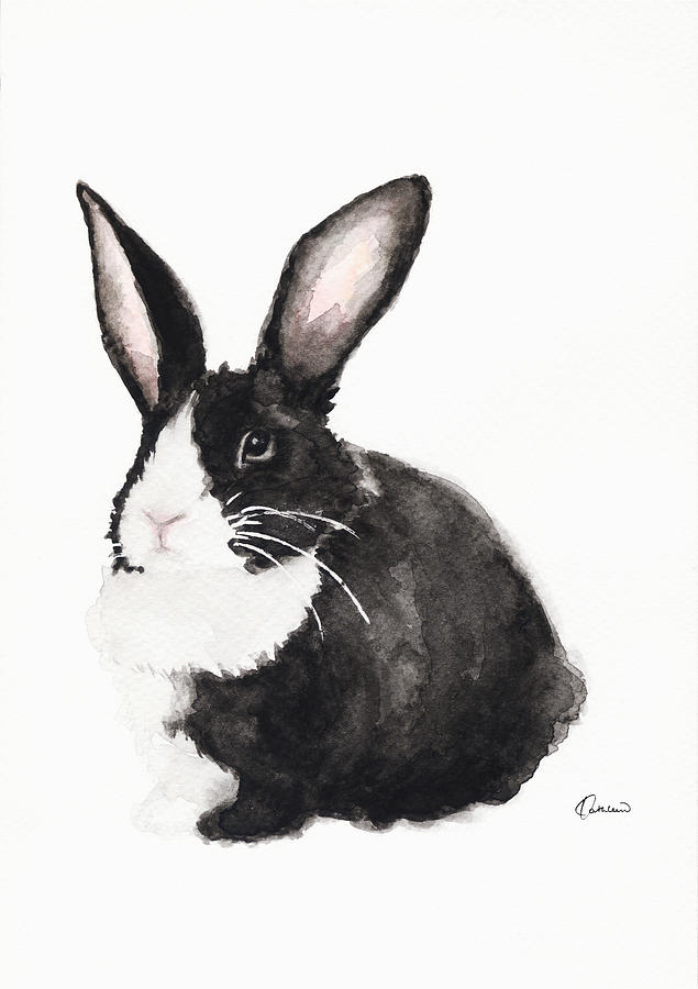 Black and White Bunny Painting by Kathleen Wong - Fine Art America