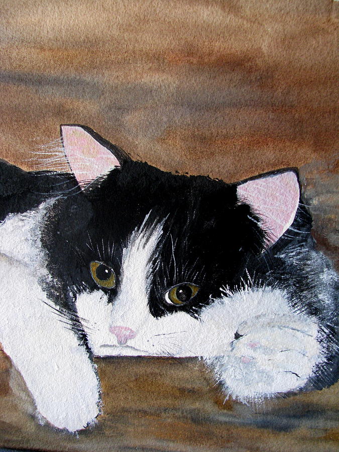 Black and White Cat Painting by Brenda Alcorn - Fine Art America