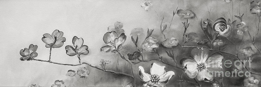 Black and White Cherokee Dogwood Painting by Jan Dappen