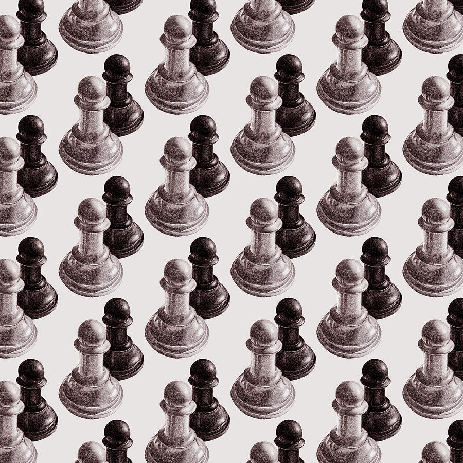 Black And White Chess Pawns Pattern Digital Art by Boriana Giormova