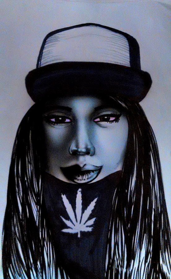 Weed Mixed Media - Black and White chick by CeeCee Cummings