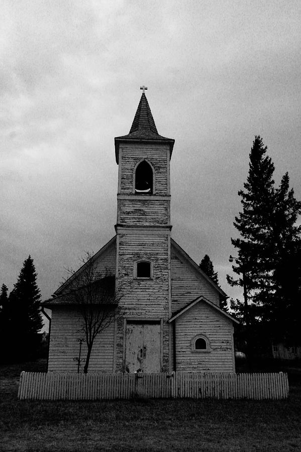 Architecture Photograph - Black and white Church in Williston North Dakota. by Jeff Swan