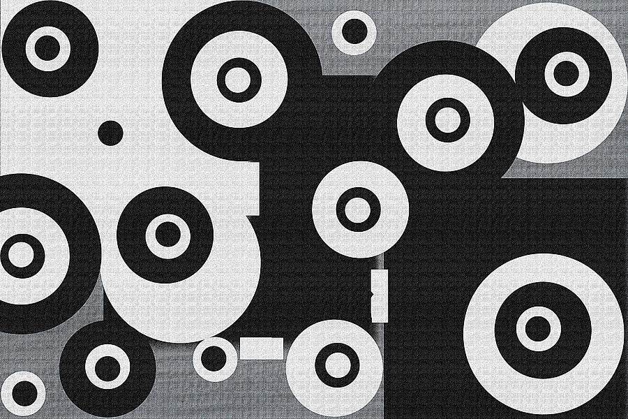 Black And White Circles  Abstract Digital Art by Tom Janca