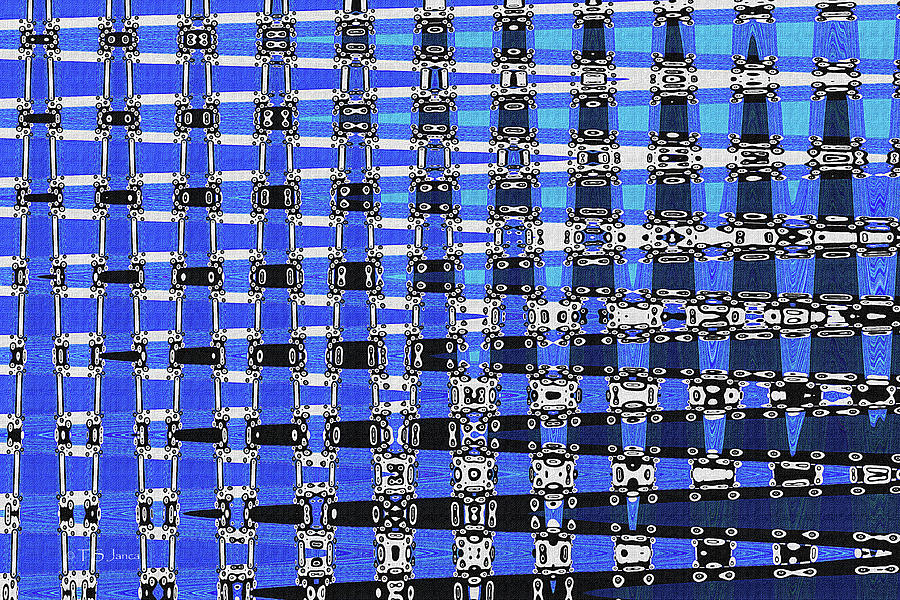 Black And White Circles Blue Abstract Digital Art by Tom Janca