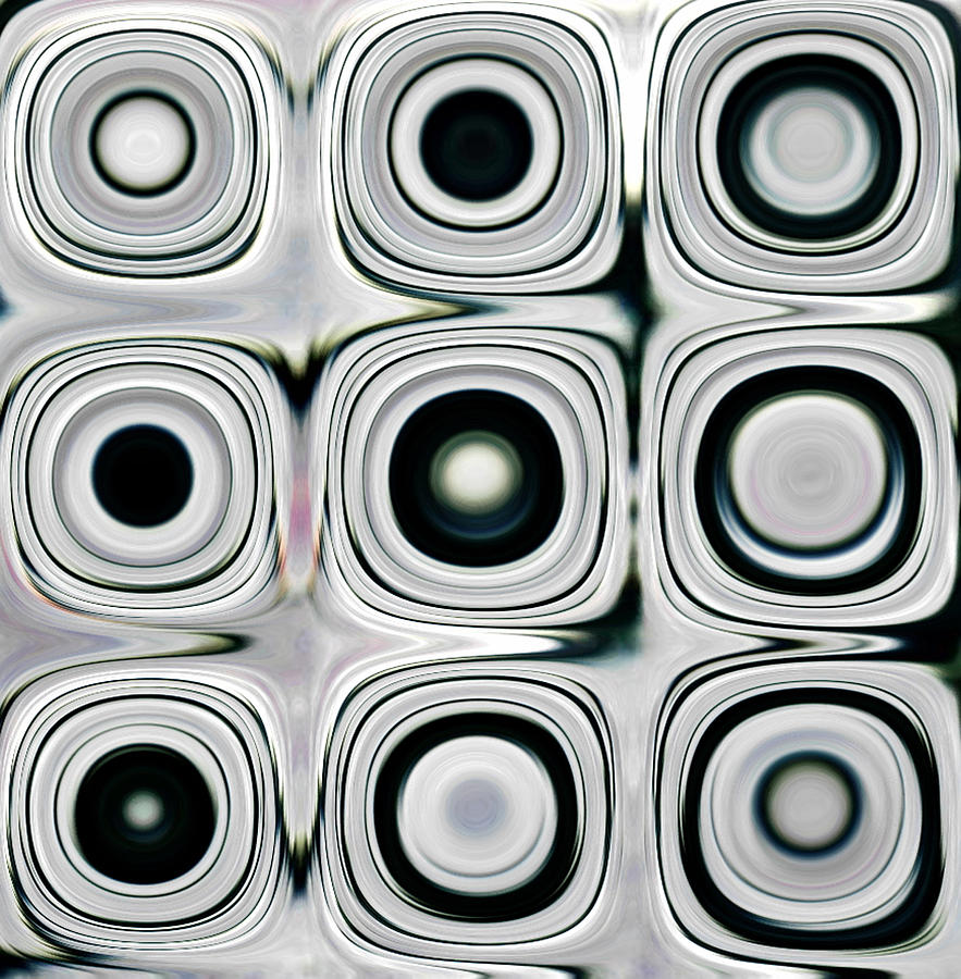 Black and White Circles J Digital Art by Patty Vicknair