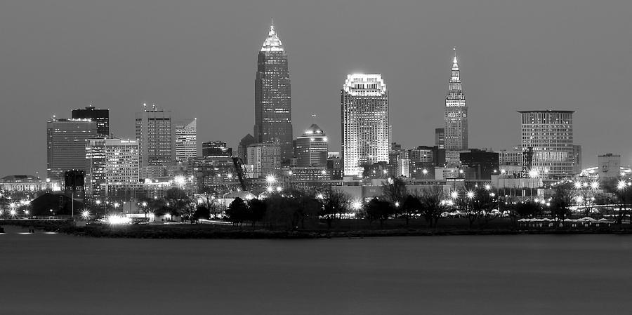 Black And White Cleveland Panoramic Photograph By Frozen In Time Fine