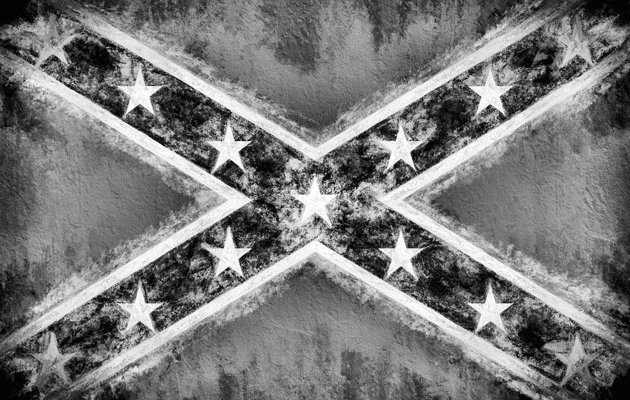 Black and White Confederate Flag Digital Art by JC Findley