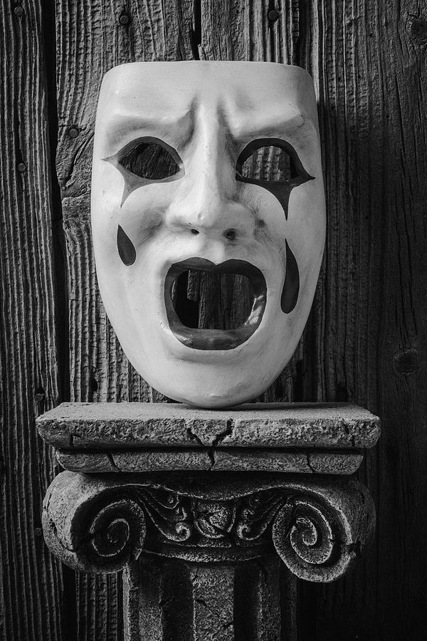 Fantasy Photograph - Black And White Crying Mask by Garry Gay