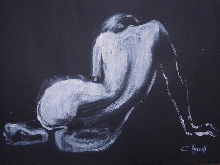 Black And White Curves - Female Nude Painting by Carmen Tyrrell