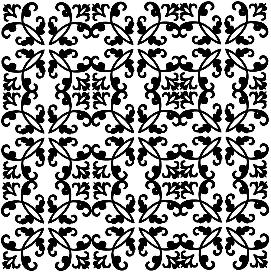 Black and White Damask Digital Art by Inspired Arts - Pixels