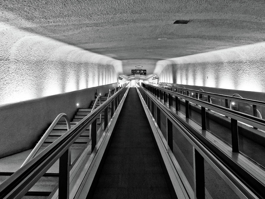 Black and White Escalator to No Where Photograph by Louis Dallara