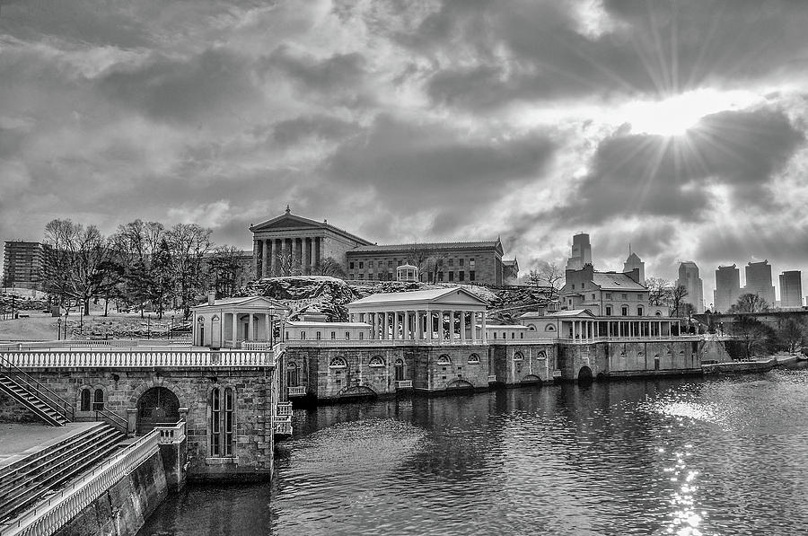 Black and White - Fairmount Waterworks and Museum of Art Photograph by Bill Cannon