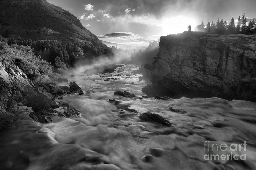 Black And White Fire Over Swiftcurrent Photograph by Adam Jewell