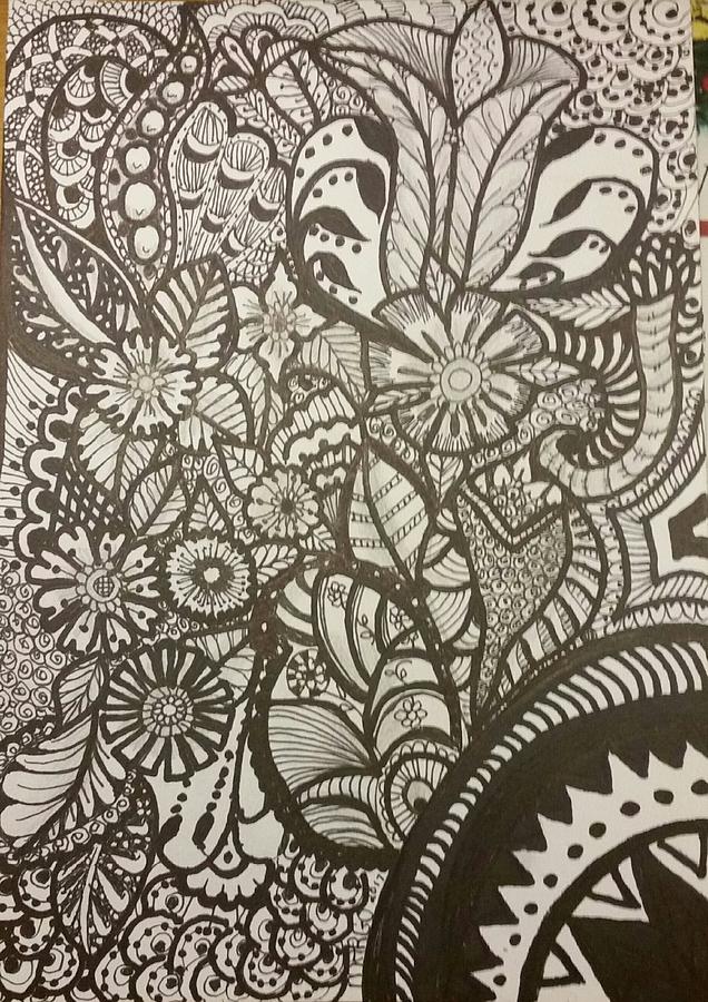 Black and White Floral Expression Drawing by Margo Washburn - Fine Art ...