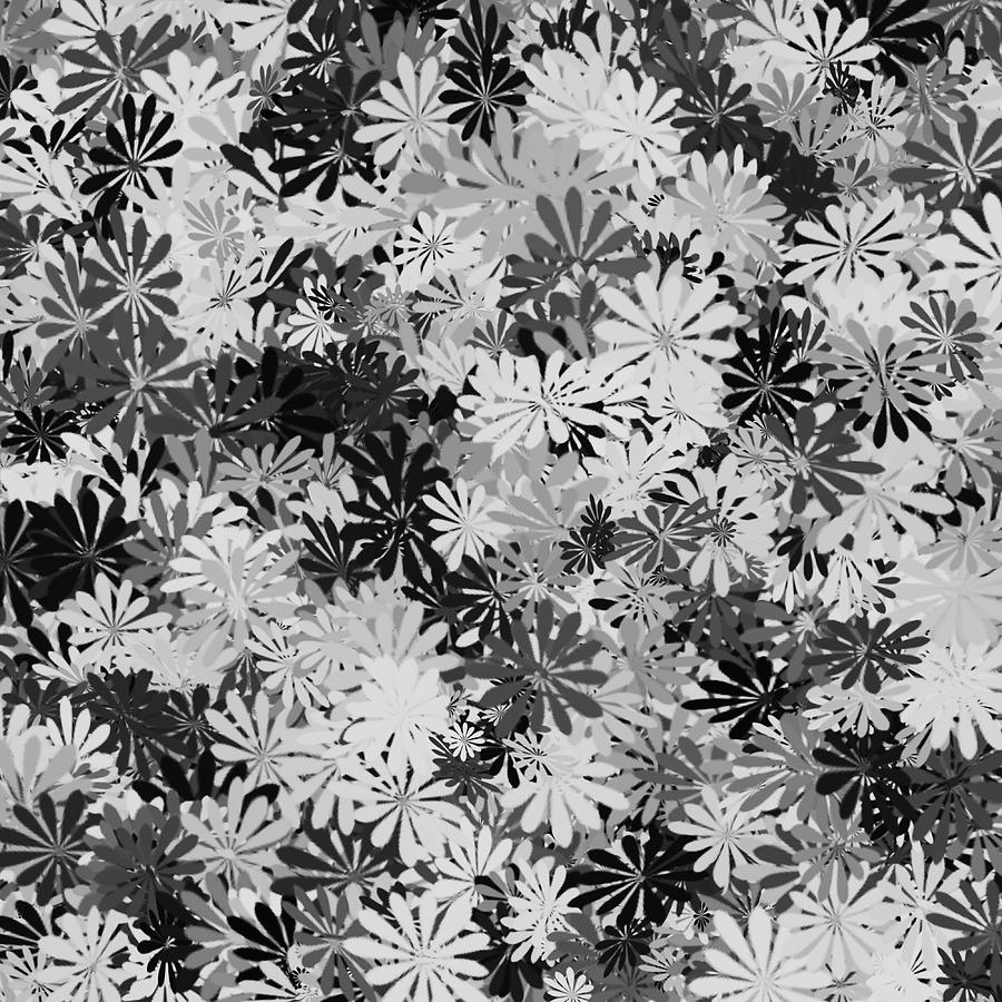 Black and White Floral Pattern Digital Art by Aimee L Maher ALM GALLERY