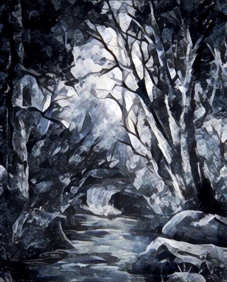 Black and white forest Painting by Megan Walsh
