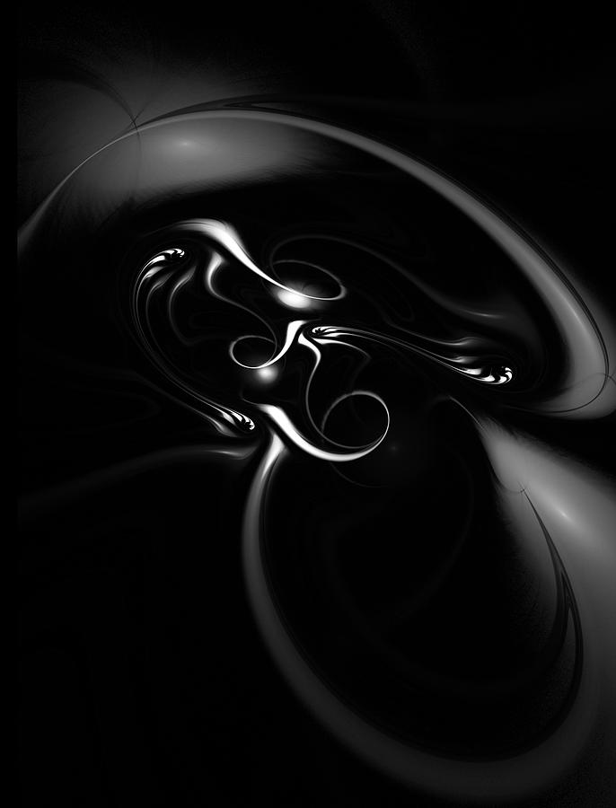 Black and White Fractal 080810B Digital Art by David Lane
