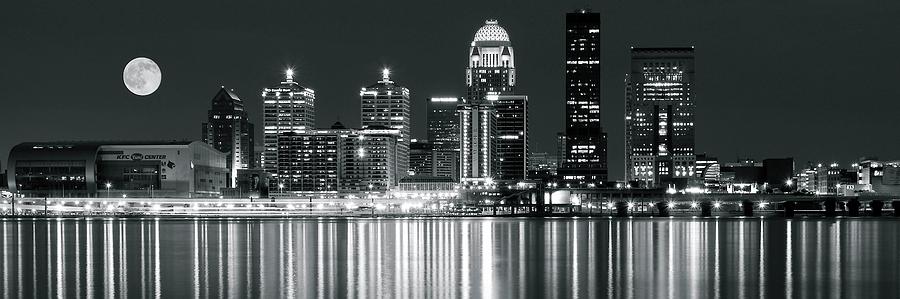 Black and White Full Moon over Louisville Photograph by Frozen in Time Fine Art Photography