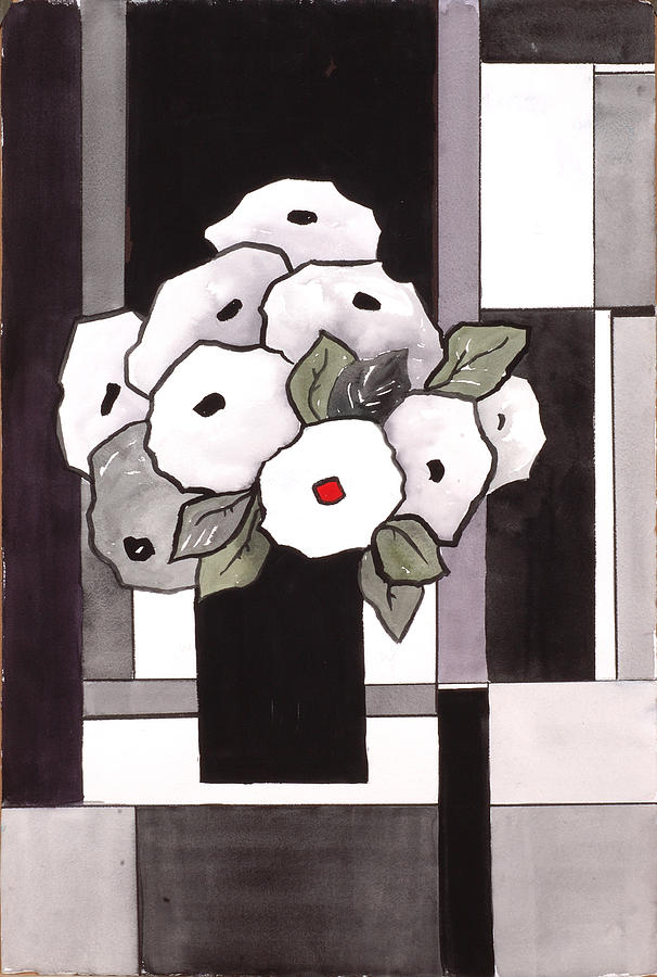 Watercolor Painting - Black and White Funny Flowers by Carrie Allbritton Watercolor Painting - Black and White Funny Flowers by Carrie Allbritton