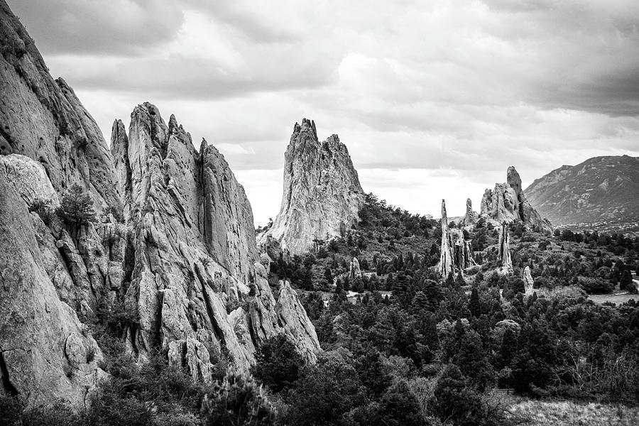 Black and White Garden of the Gods Photograph by Marilyn Hunt