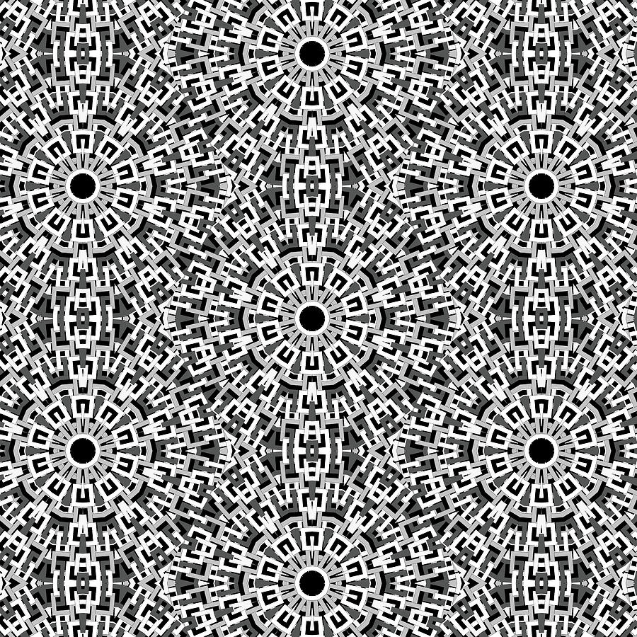 Mandala Digital Art - Black and White Geometric Mandalas by SharaLee Art