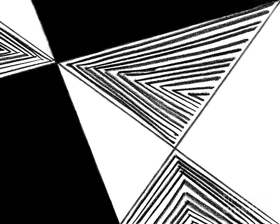 Black And White Geometric Triangles Painting By SnazzyHues