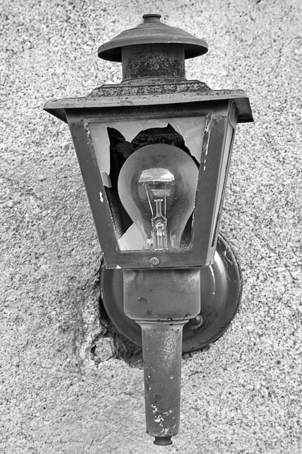 Black And White Ghost Town Lamp Photograph by Adam Jewell