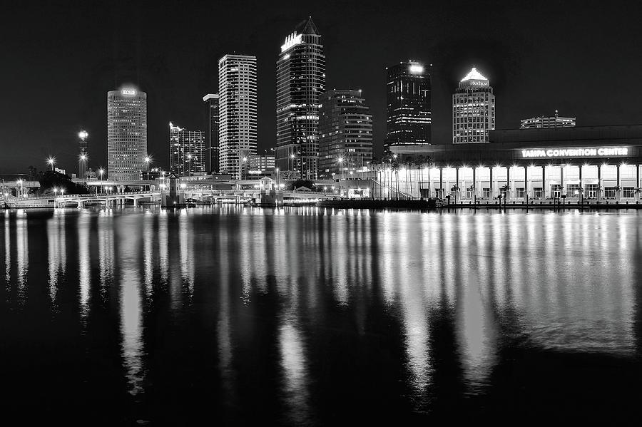 Black and White Harbor in Tampa Bay Photograph by Frozen in Time Fine Art Photography