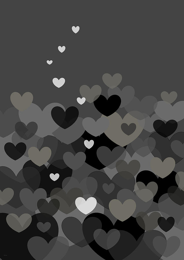 Black and White Heart Abstract Digital Art by Val Arie