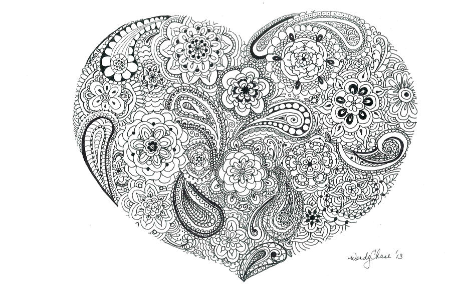 Black and white heart Drawing by Wendy Chase - Fine Art America