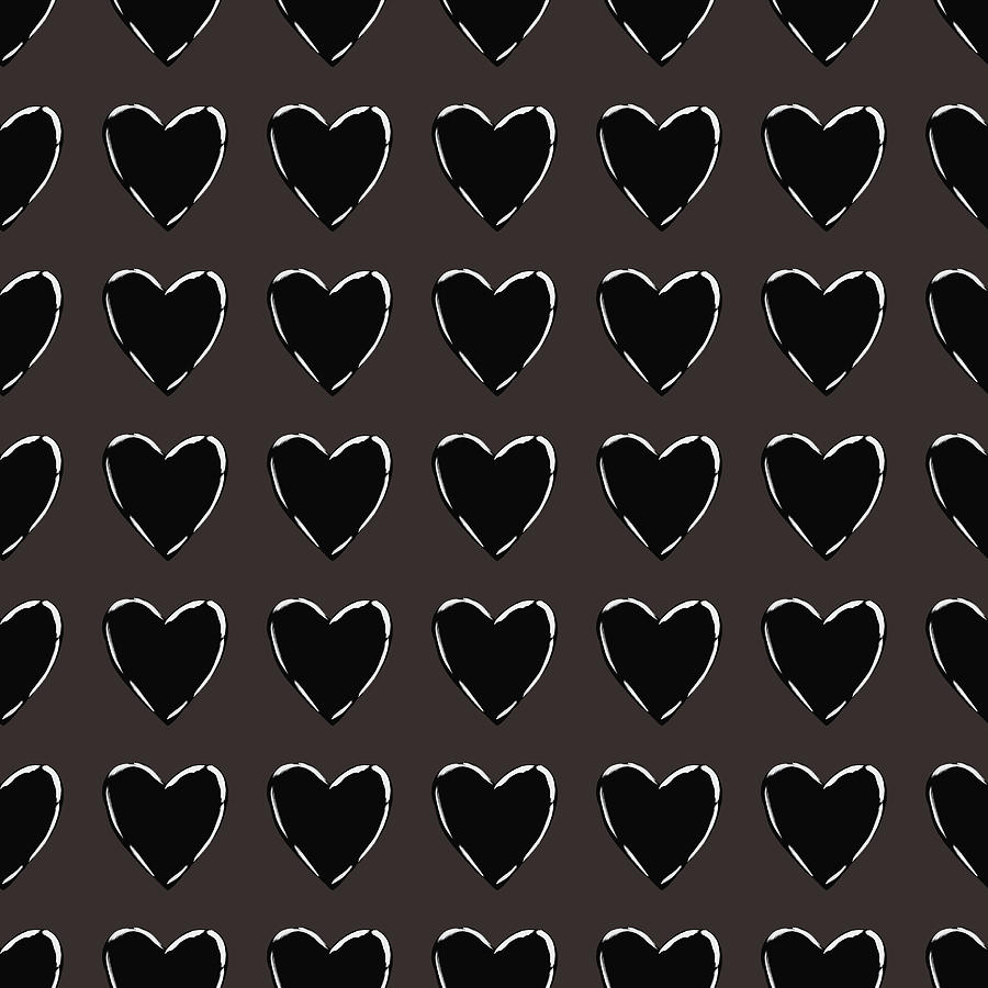 Pattern Mixed Media - Black and White Hearts 1- Art by Linda Woods by Linda Woods