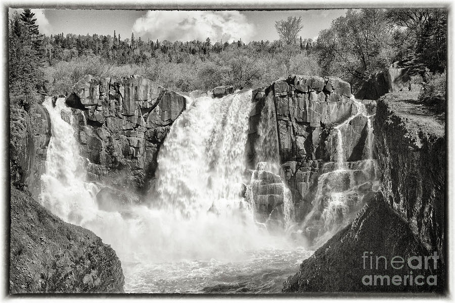 Black and White High Falls at Grand Portage State Park in Minnesota Photograph by Natural Focal Point Photography