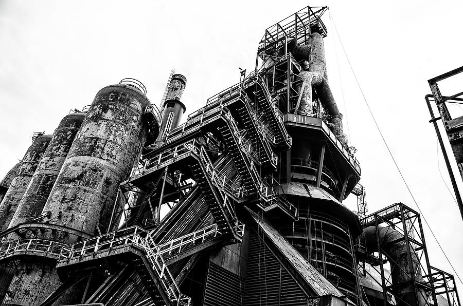 Black and White Industrial - Bethlehem Steel Photograph by Bill Cannon