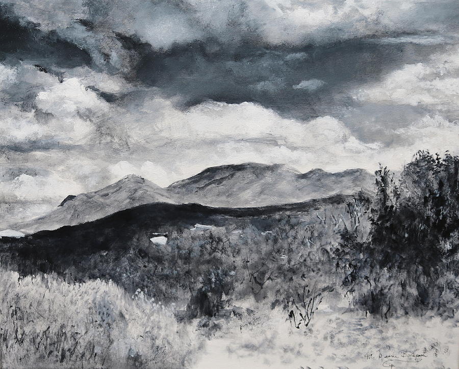 Black and White Landscape Painting by M Diane Bonaparte