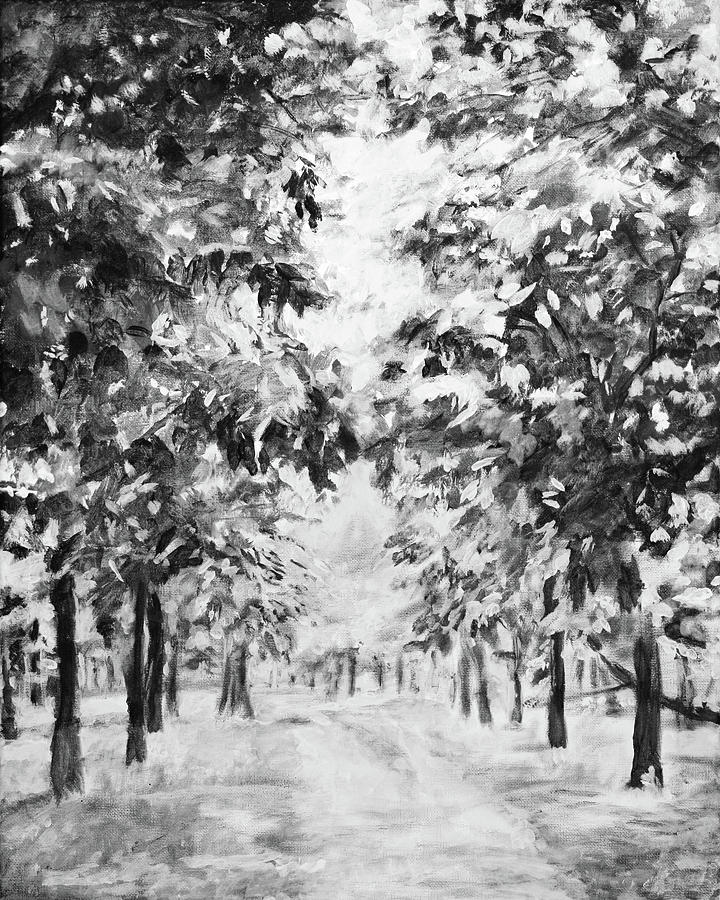 black and white scenery paintings